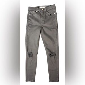 Topshop Jamie Petite Washed Black Ripped Knee Skinny Jeans W24 L28